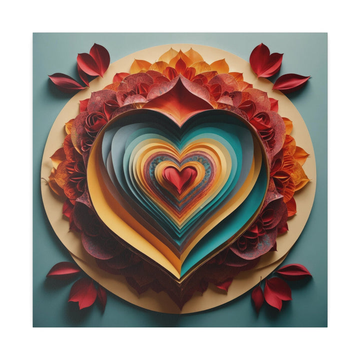 Layered Heart Blossoms - Matte Canvas - Canvas - g(0D·IO) - 32" x 32" (Square) - 0.75'' -