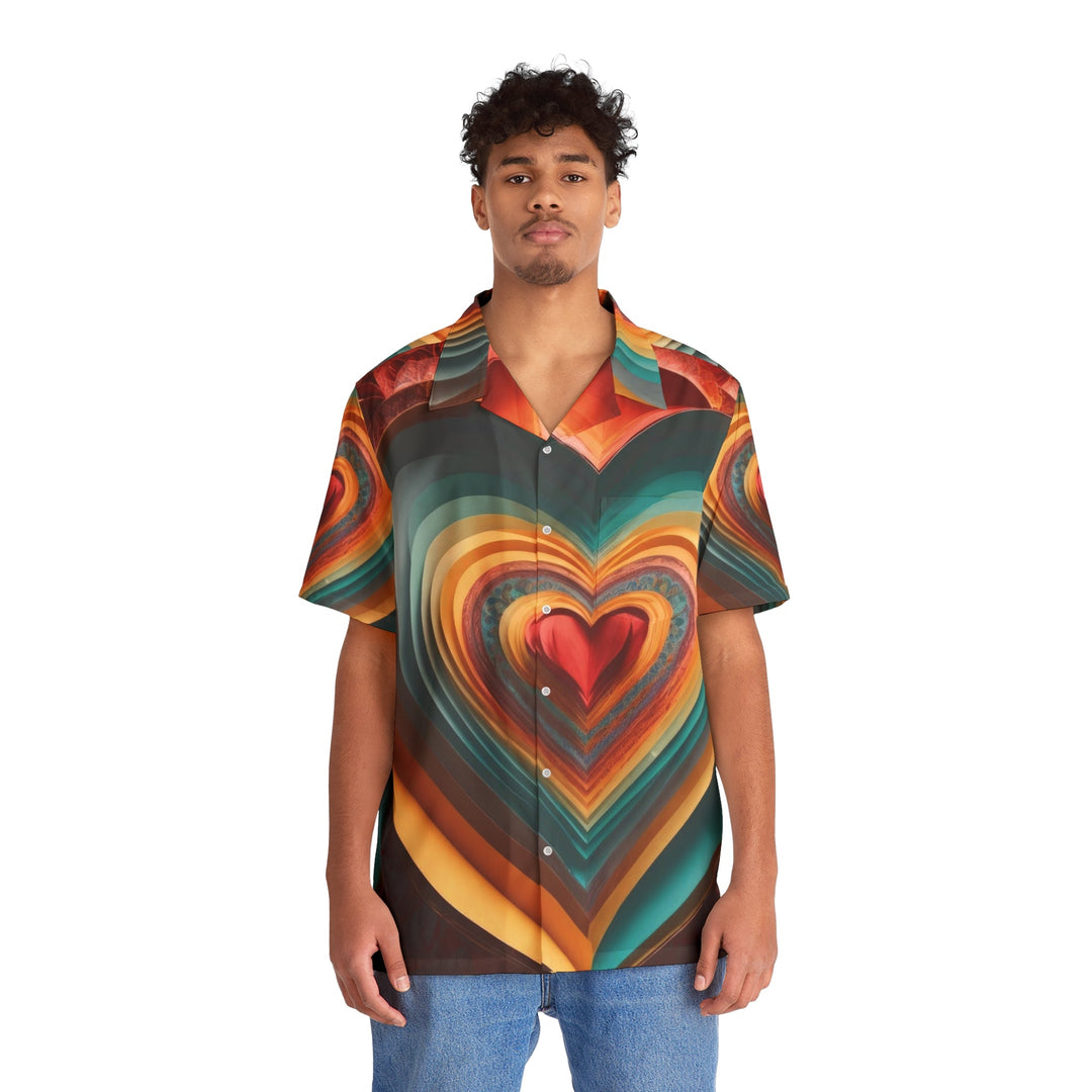 Layered Heart Blossoms - Men's Hawaiian Shirt - All Over Prints - g(0D·IO) - S - Black -