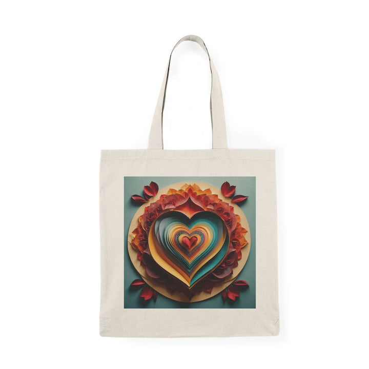 Layered Heart Blossoms - Natural Tote Bag - Bags - g(0D·IO) - 15" x 16" - Natural -