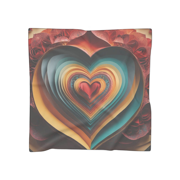 Layered Heart Blossoms - Poly Scarf - Accessories - g(0D·IO) - Poly voile - 50" × 50" -