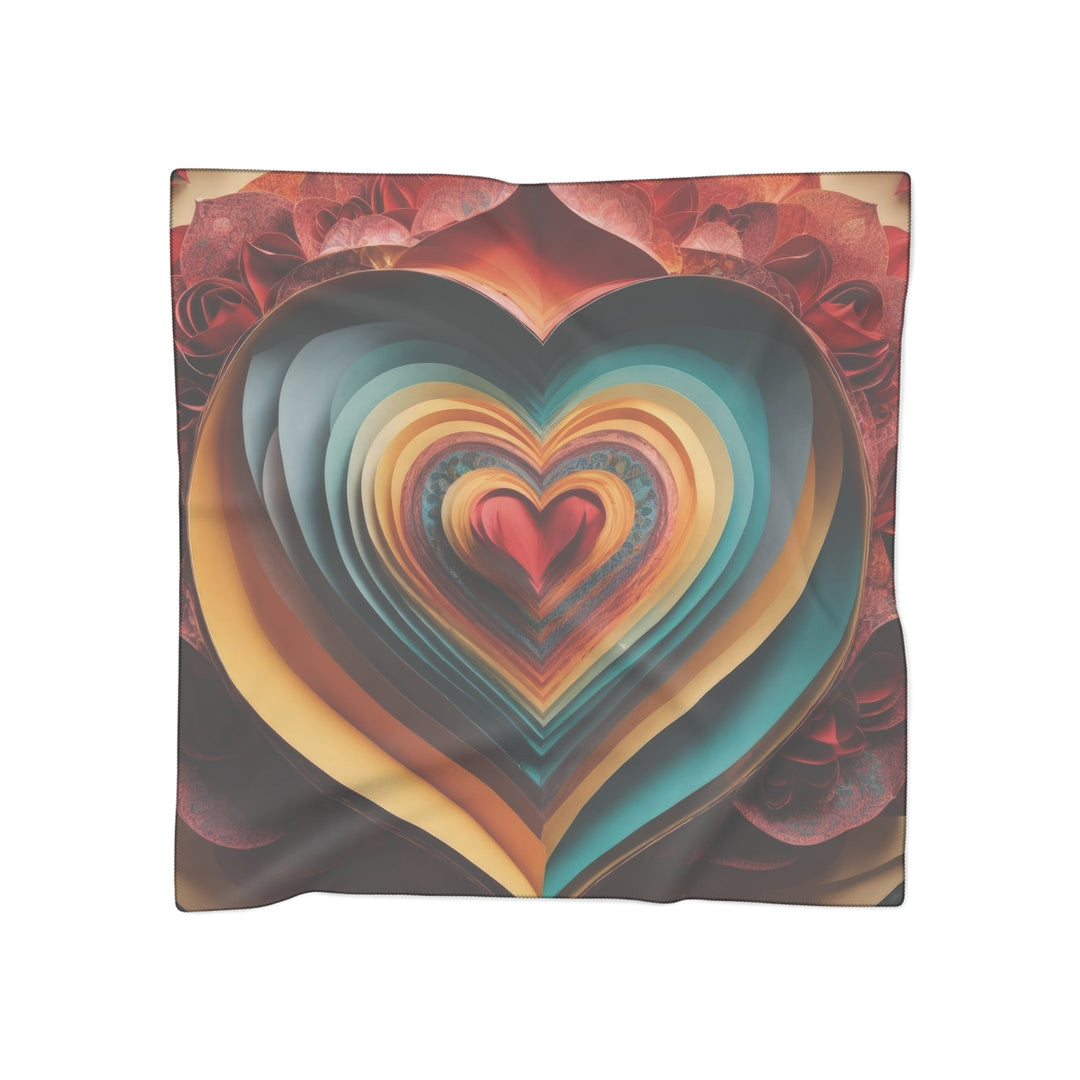 Layered Heart Blossoms - Poly Scarf - Accessories - g(0D·IO) - Poly voile - 25" × 25" -