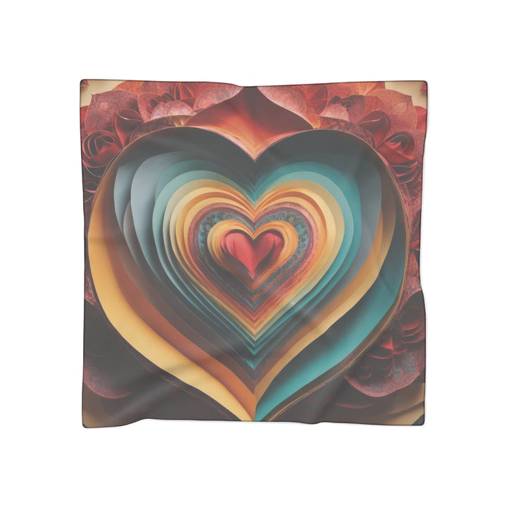 Layered Heart Blossoms - Poly Scarf - Accessories - g(0D·IO) - Poly chiffon - 25" × 25" -