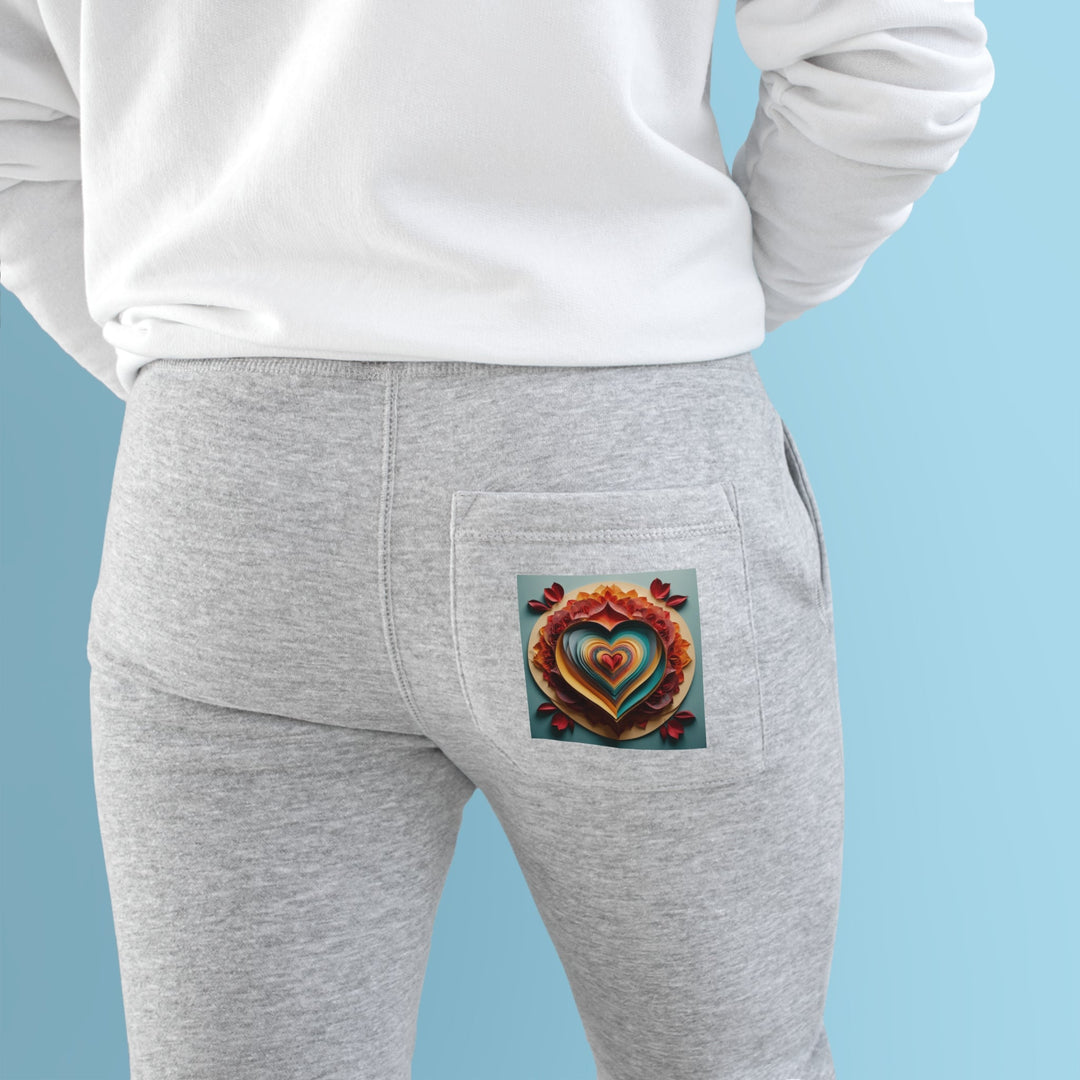 Layered Heart Blossoms - Premium Fleece Joggers - Trousers - g(0D·IO) - Charcoal Heather - M -