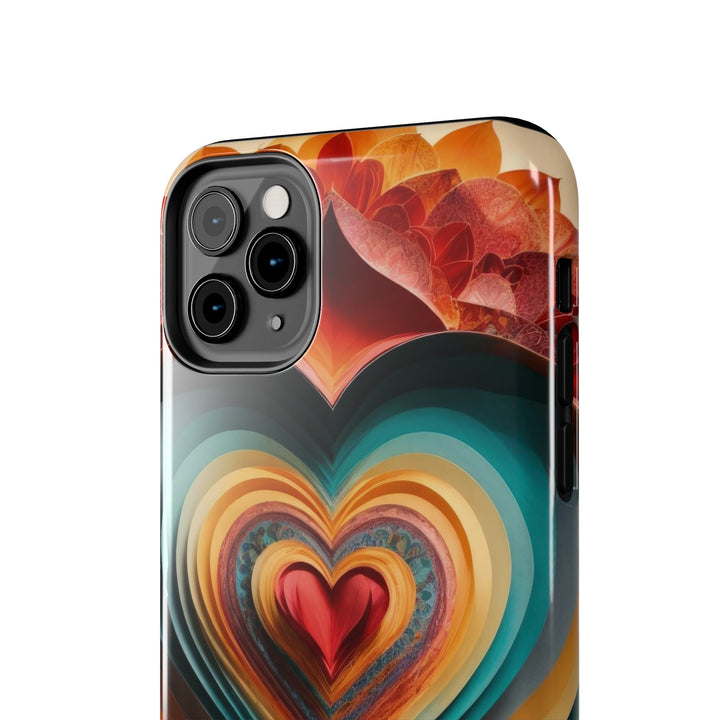 Layered Heart Blossoms - Tough Phone Case - Phone Case - g(0D·IO) - iPhone 13 Mini - -