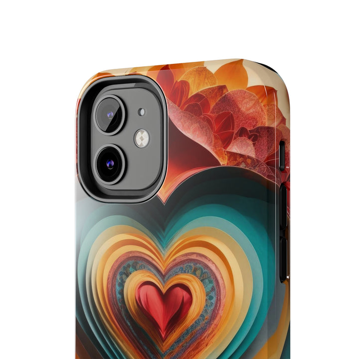 Layered Heart Blossoms - Tough Phone Case - Phone Case - g(0D·IO) - iPhone 13 Mini - -