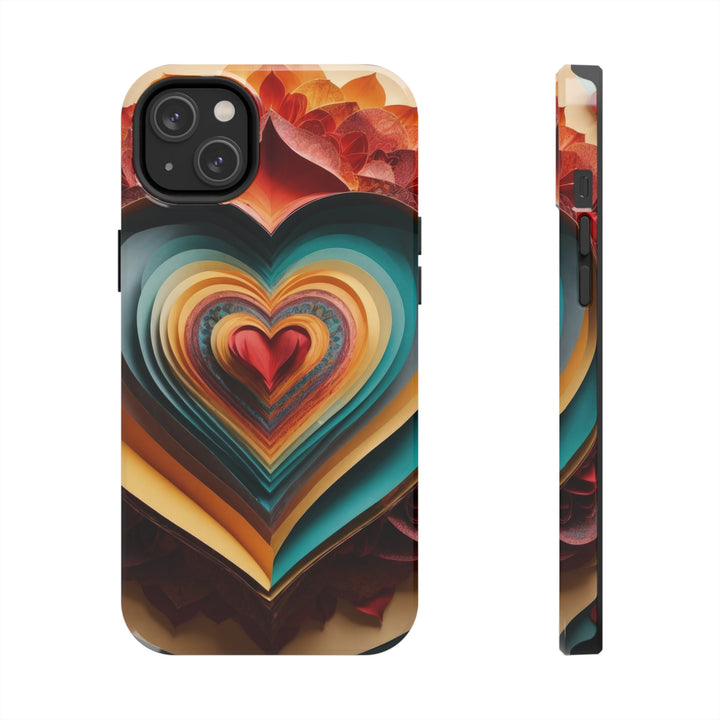 Layered Heart Blossoms - Tough Phone Case - Phone Case - g(0D·IO) - iPhone 14 Plus - -