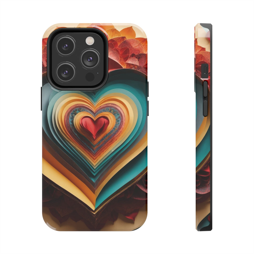 Layered Heart Blossoms - Tough Phone Case - Phone Case - g(0D·IO) - iPhone 14 Pro - -
