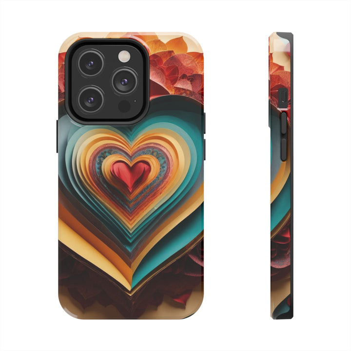 Layered Heart Blossoms - Tough Phone Case - Phone Case - g(0D·IO) - iPhone 14 Pro - -