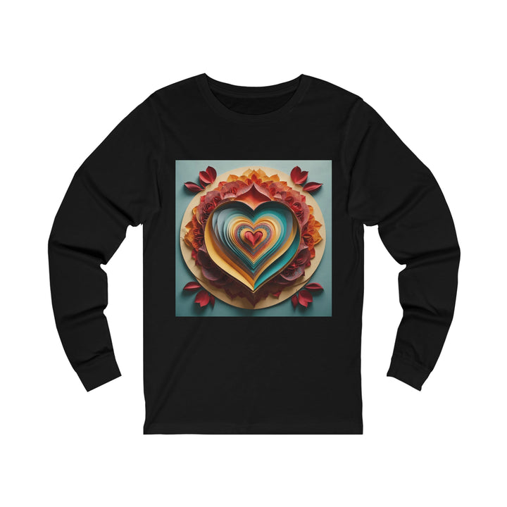 Layered Heart Blossoms - Unisex Jersey Long Sleeve Tee - Long-sleeve - g(0D·IO) - S - Black -