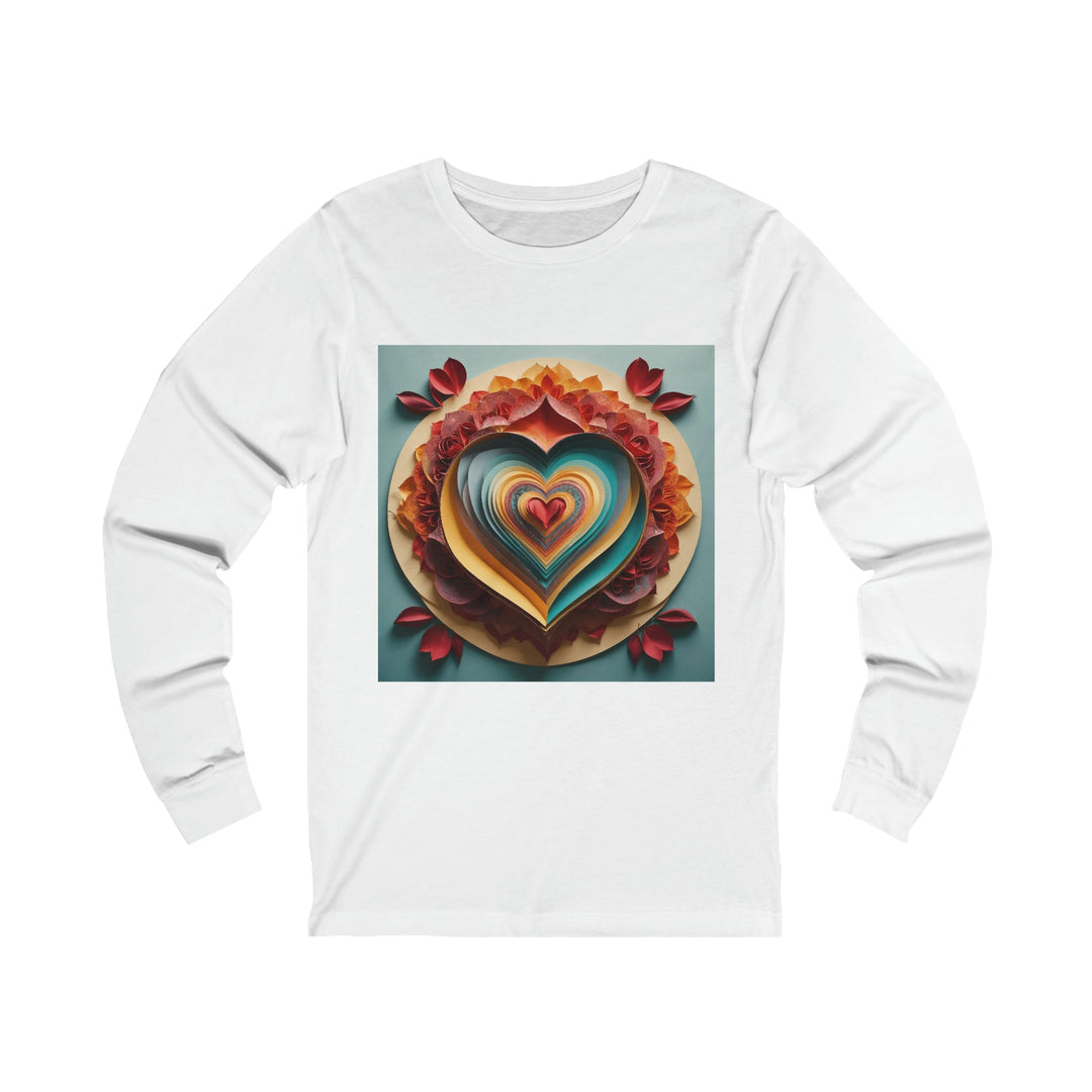 Layered Heart Blossoms - Unisex Jersey Long Sleeve Tee - Long-sleeve - g(0D·IO) - S - White -