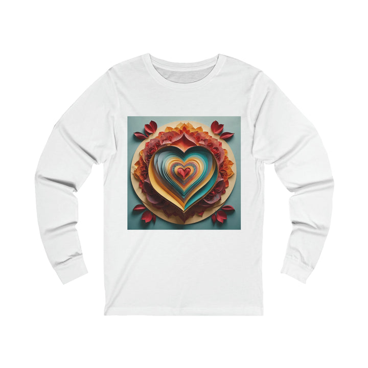 Layered Heart Blossoms - Unisex Jersey Long Sleeve Tee - Long-sleeve - g(0D·IO) - S - White -