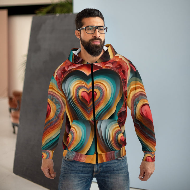 Layered Heart Blossoms - Unisex Zip Hoodie - All Over Prints - g(0D·IO) - XS - -