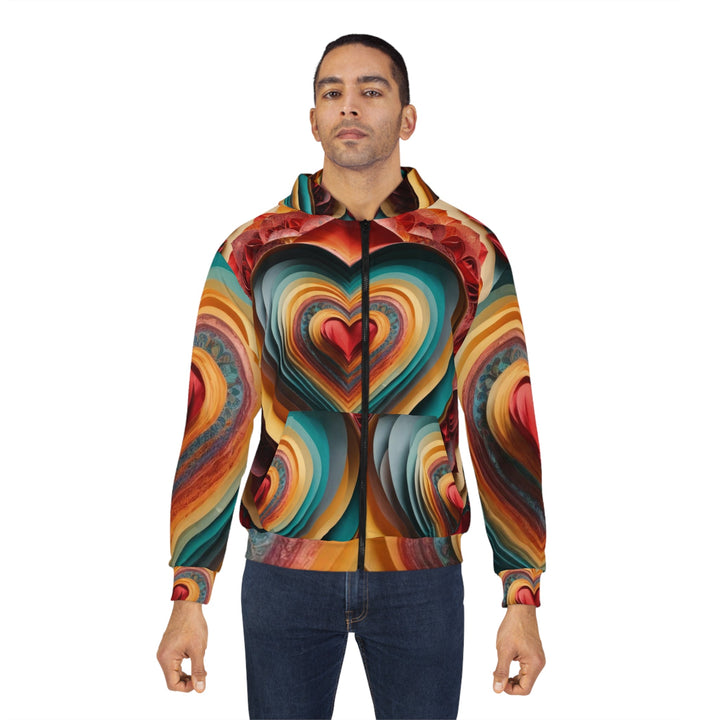 Layered Heart Blossoms - Unisex Zip Hoodie - All Over Prints - g(0D·IO) - XS - -