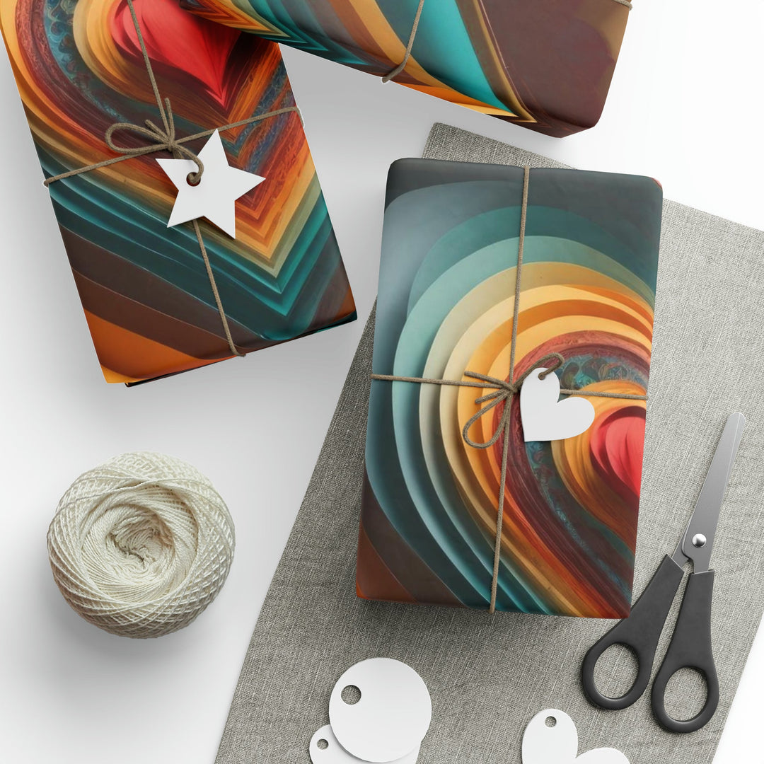 Layered Heart Blossoms - Wrapping Paper - Home Decor - g(0D·IO) - 30'' x 72'' - Matte -