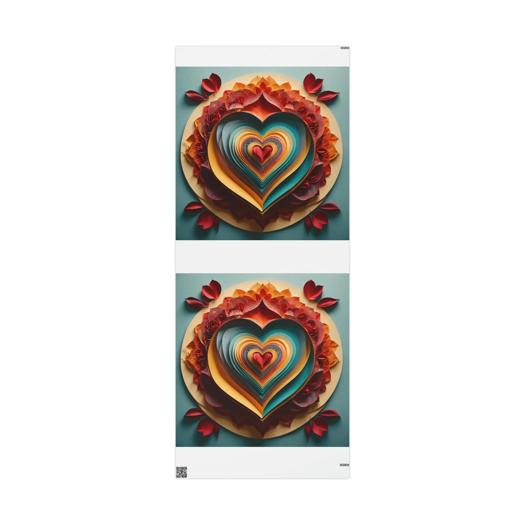 Layered Heart Blossoms - Wrapping Paper - Home Decor - g(0D·IO) - 30'' x 72'' - Matte -