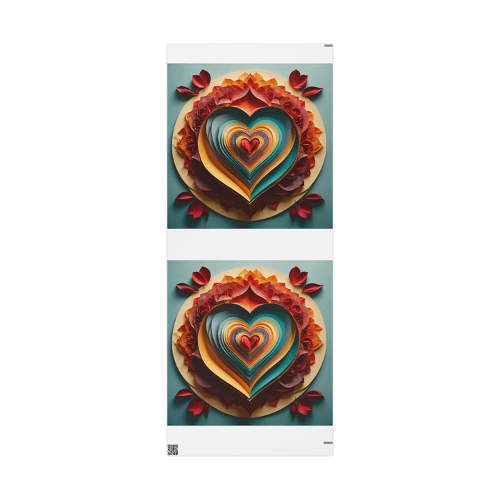 Layered Heart Blossoms - Wrapping Paper - Home Decor - g(0D·IO) - 30'' x 72'' - Matte -