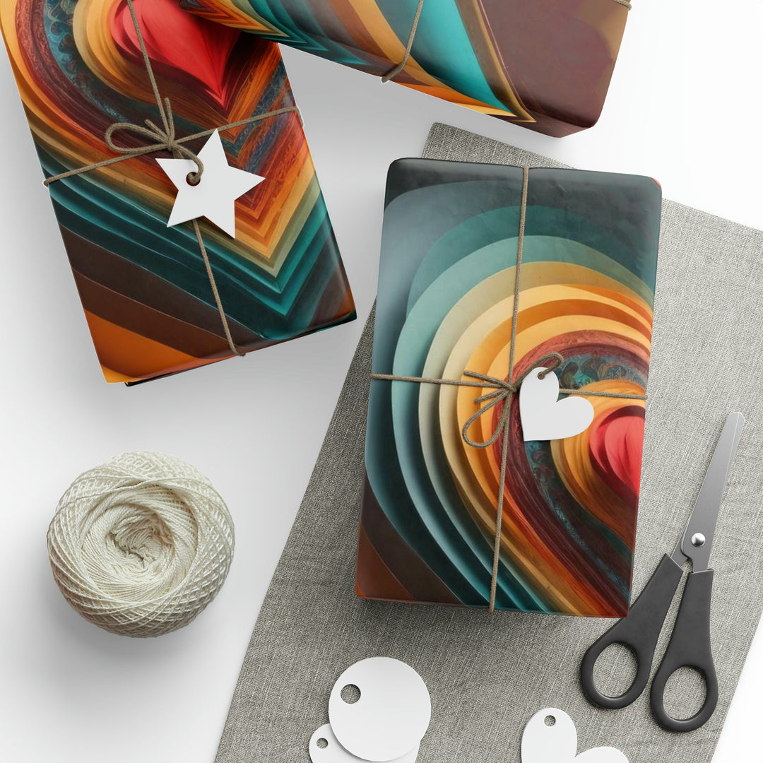 Layered Heart Blossoms - Wrapping Paper - Home Decor - g(0D·IO) - 30'' x 72'' - Matte -