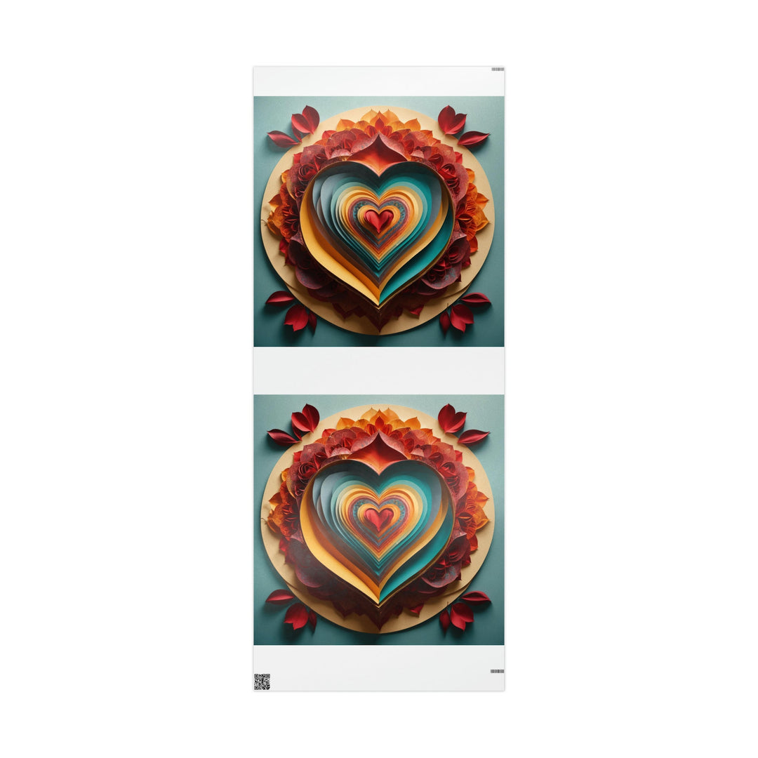 Layered Heart Blossoms - Wrapping Paper - Home Decor - g(0D·IO) - 30'' x 72'' - Glossy -