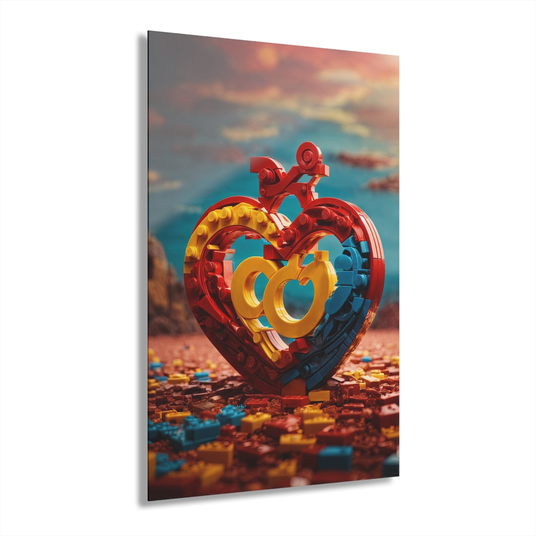 Lego Heart Sunset - Acrylic Prints (French Cleat Hanging) - Home Decor - g(0D·IO) - 24" x 36" (Vertical) - 0.25'' -