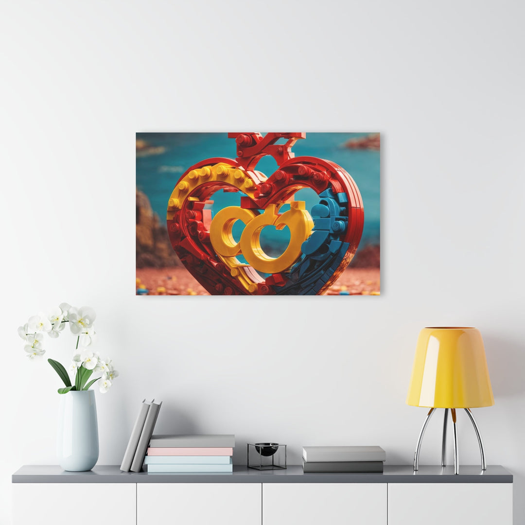 Lego Heart Sunset - Acrylic Prints (French Cleat Hanging) - Home Decor - g(0D·IO) - 24" x 36" (Vertical) - 0.25'' -