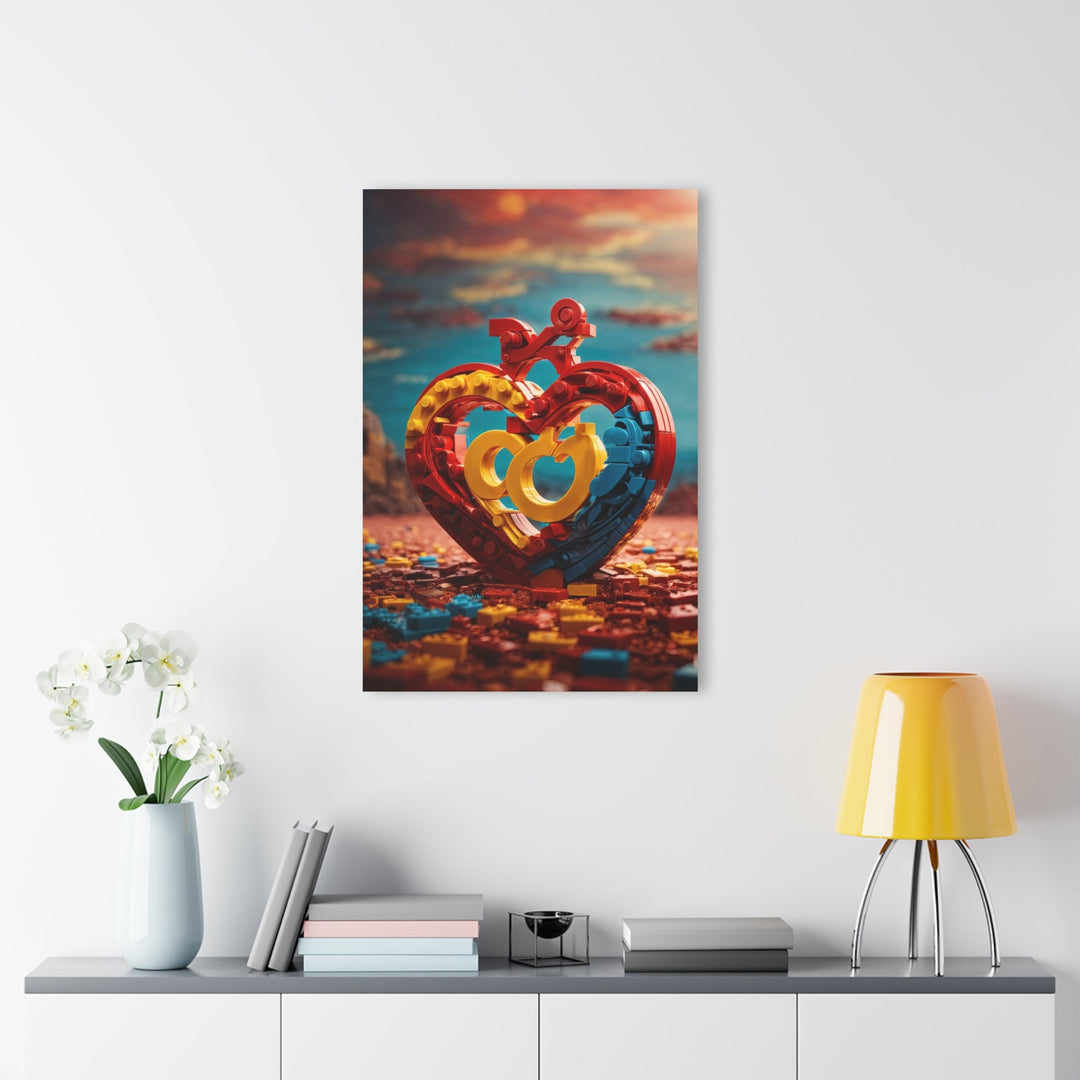 Lego Heart Sunset - Acrylic Prints (French Cleat Hanging) - Home Decor - g(0D·IO) - 24" x 36" (Vertical) - 0.25'' -
