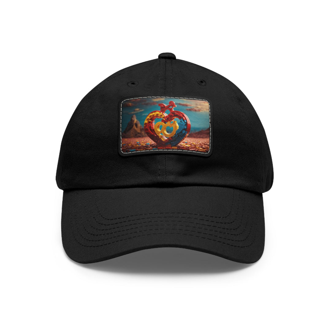 Lego Heart Sunset - Dad Hat - Hats - g(0D·IO) - Black / Black patch - Rectangle - One size