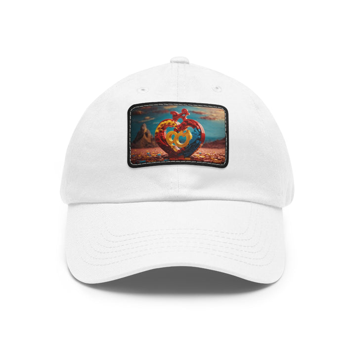 Lego Heart Sunset - Dad Hat - Hats - g(0D·IO) - White / Black patch - Rectangle - One size