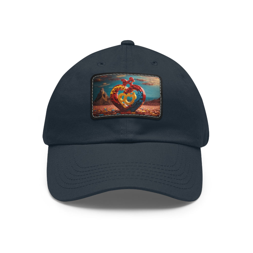 Lego Heart Sunset - Dad Hat - Hats - g(0D·IO) - Navy / Black patch - Rectangle - One size