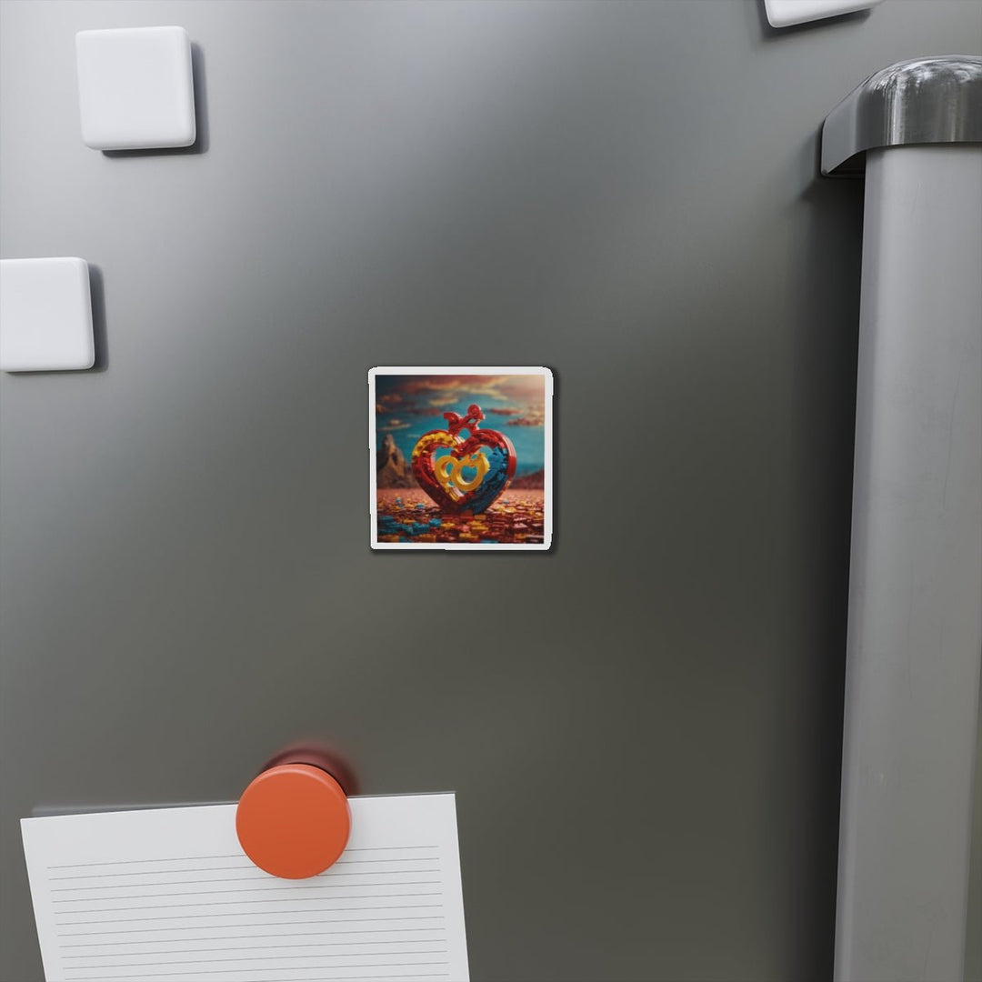 Lego Heart Sunset - Die-cut Magnet - Home Decor - g(0D·IO) - 6 × 6" - Die-Cut - 1 pc