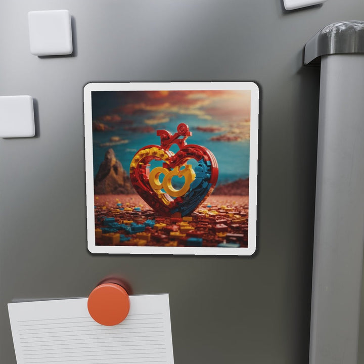 Lego Heart Sunset - Die-cut Magnet - Home Decor - g(0D·IO) - 6 × 6" - Die-Cut - 1 pc