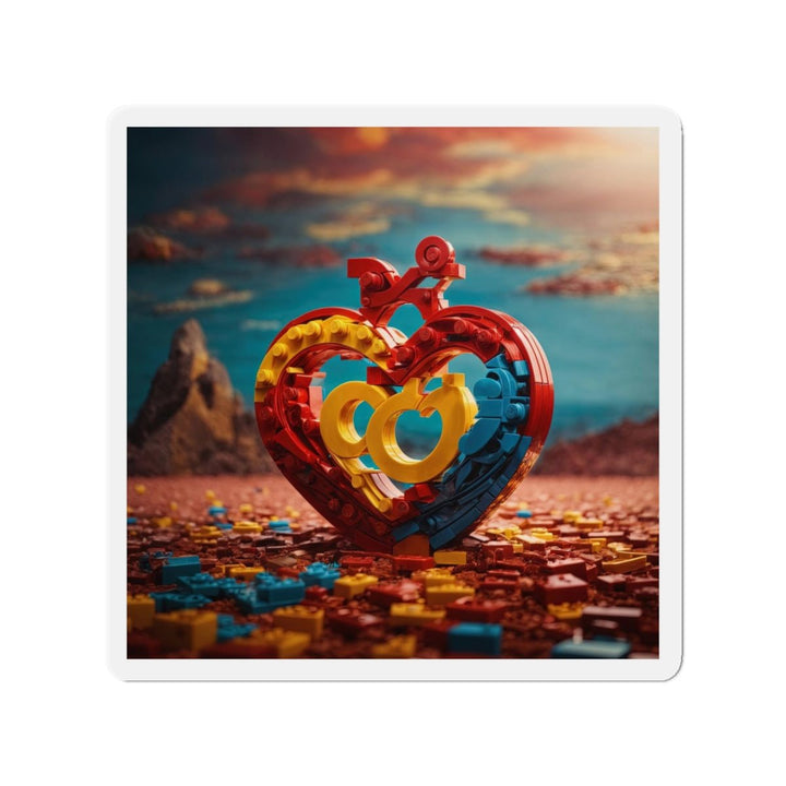Lego Heart Sunset - Die-cut Magnet - Home Decor - g(0D·IO) - 6 × 6" - Die-Cut - 1 pc