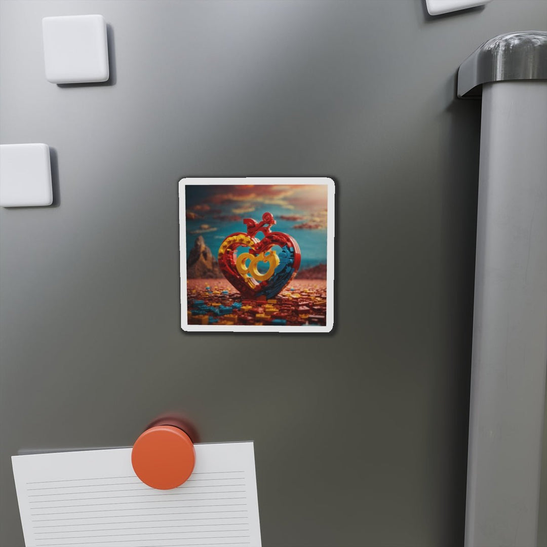 Lego Heart Sunset - Die-cut Magnet - Home Decor - g(0D·IO) - 6 × 6" - Die-Cut - 1 pc