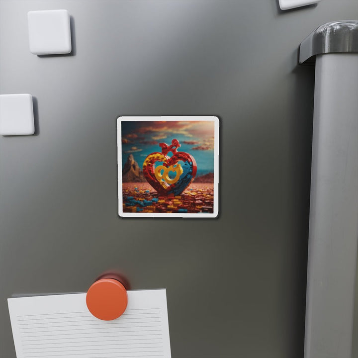 Lego Heart Sunset - Die-cut Magnet - Home Decor - g(0D·IO) - 6 × 6" - Die-Cut - 1 pc