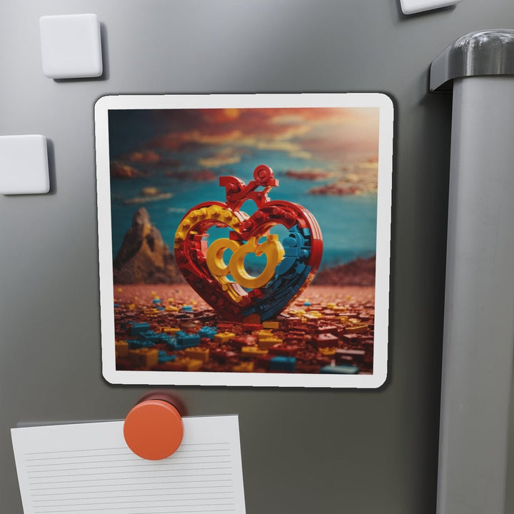 Lego Heart Sunset - Die-cut Magnet - Home Decor - g(0D·IO) - 6 × 6" - Die-Cut - 1 pc