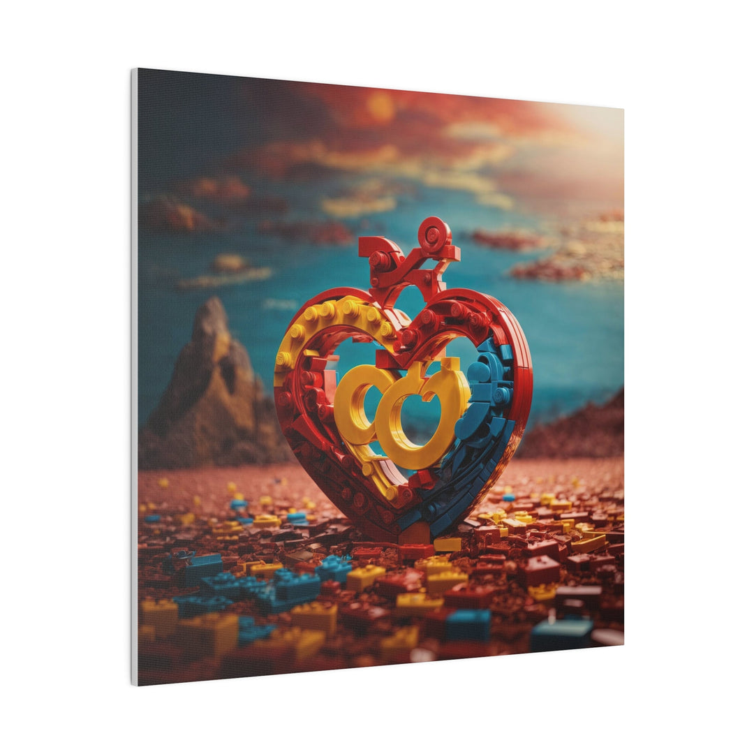 Lego Heart Sunset - Matte Canvas - Canvas - g(0D·IO) - 32" x 32" (Square) - 0.75'' -