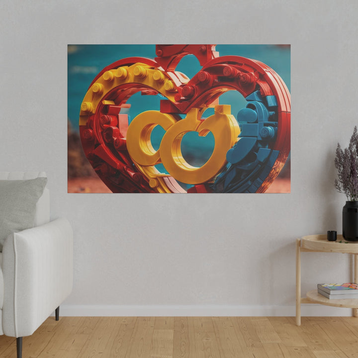 Lego Heart Sunset - Matte Canvas - Canvas - g(0D·IO) - 32" x 32" (Square) - 0.75'' -