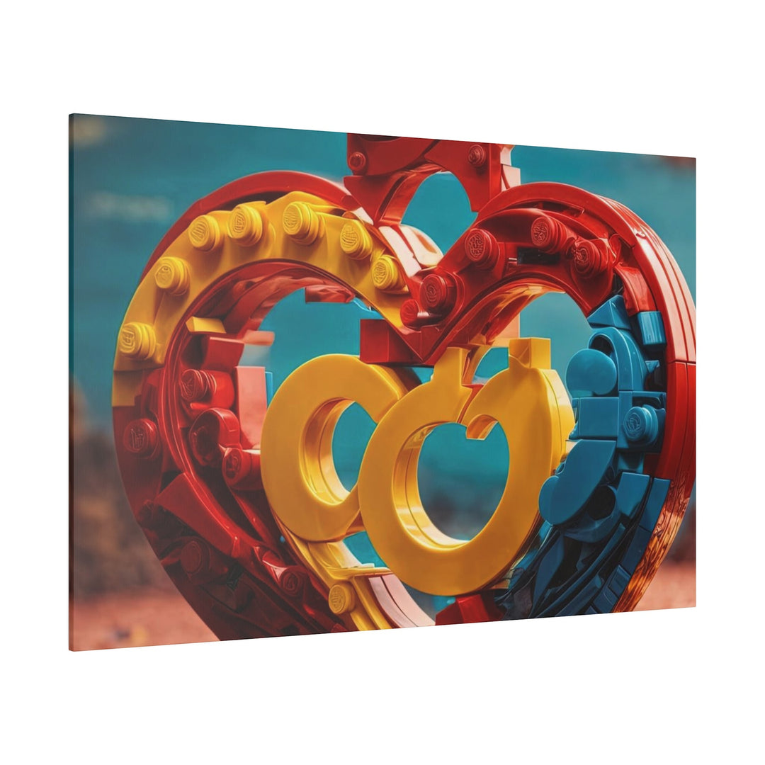 Lego Heart Sunset - Matte Canvas - Canvas - g(0D·IO) - 32" x 32" (Square) - 0.75'' -