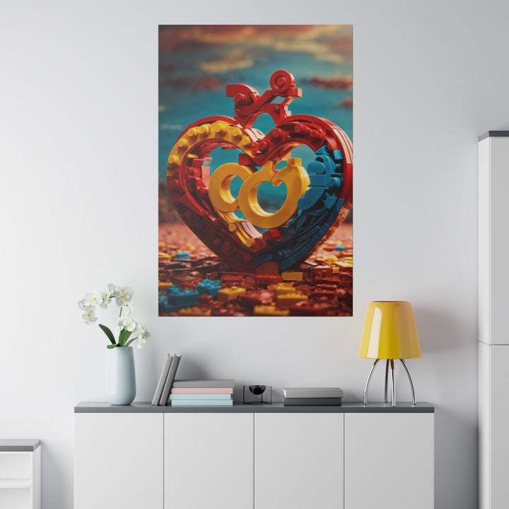 Lego Heart Sunset - Matte Canvas - Canvas - g(0D·IO) - 32" x 32" (Square) - 0.75'' -