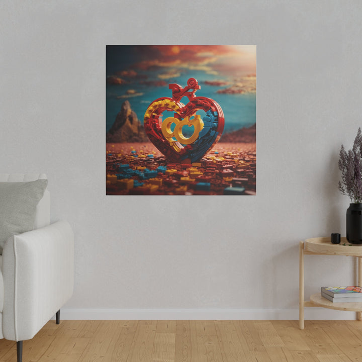 Lego Heart Sunset - Matte Canvas - Canvas - g(0D·IO) - 32" x 32" (Square) - 0.75'' -