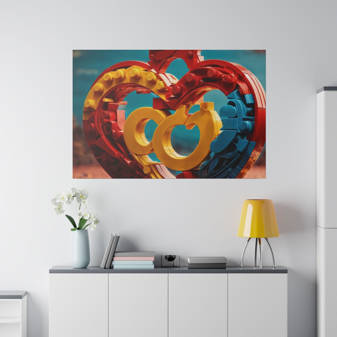 Lego Heart Sunset - Matte Canvas - Canvas - g(0D·IO) - 32" x 32" (Square) - 0.75'' -