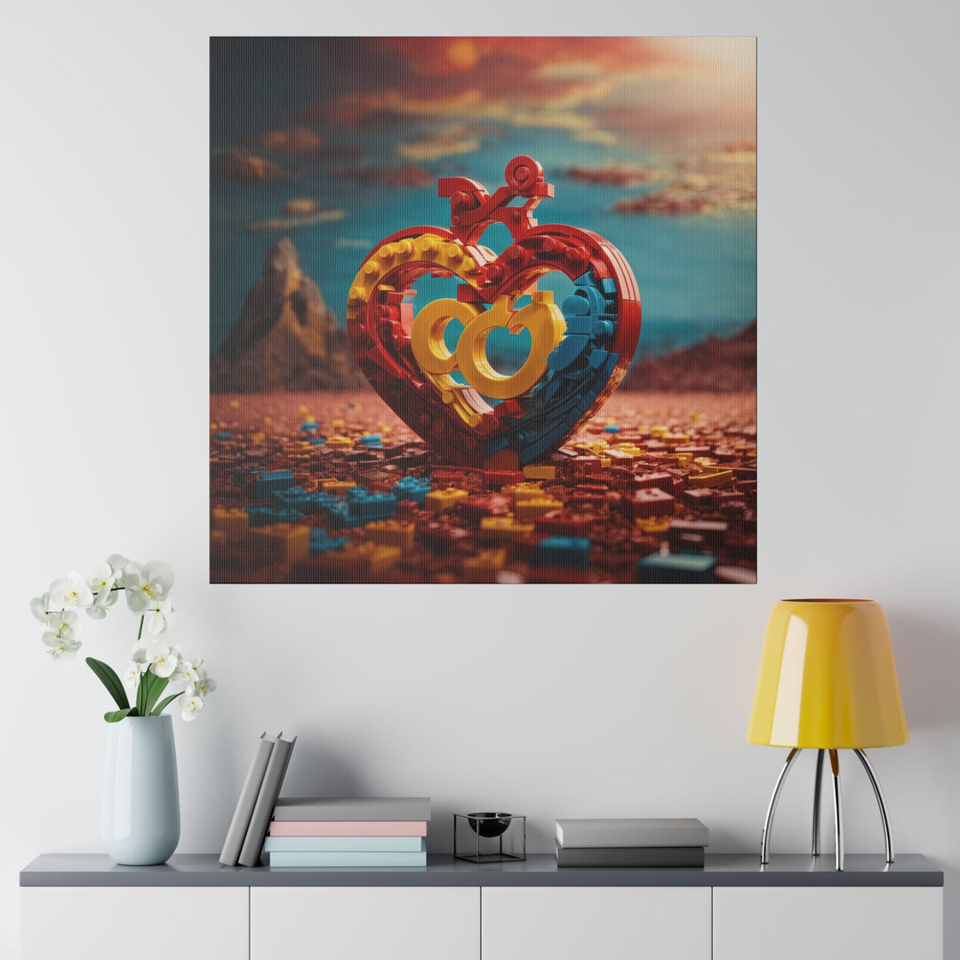 Lego Heart Sunset - Matte Canvas - Canvas - g(0D·IO) - 32" x 32" (Square) - 0.75'' -