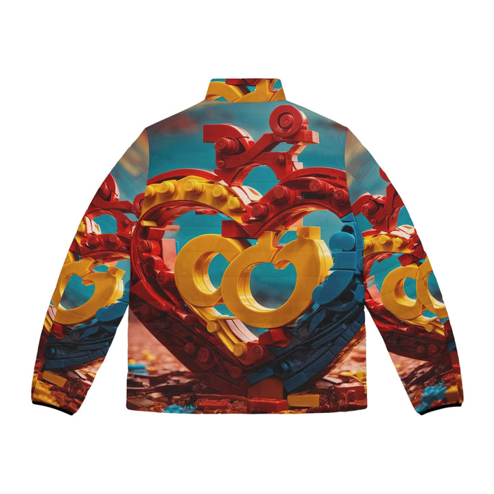Lego Heart Sunset - Puffer Jacket - All Over Prints - g(0D·IO) - S - Black zipper -
