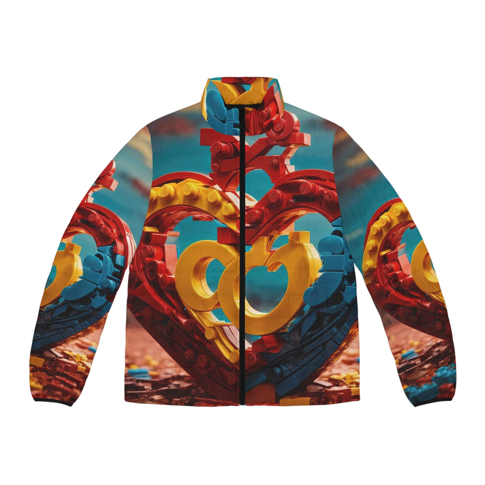 Lego Heart Sunset - Puffer Jacket - All Over Prints - g(0D·IO) - S - Black zipper -