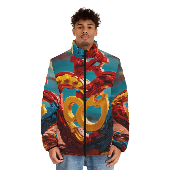Lego Heart Sunset - Puffer Jacket - All Over Prints - g(0D·IO) - S - Black zipper -