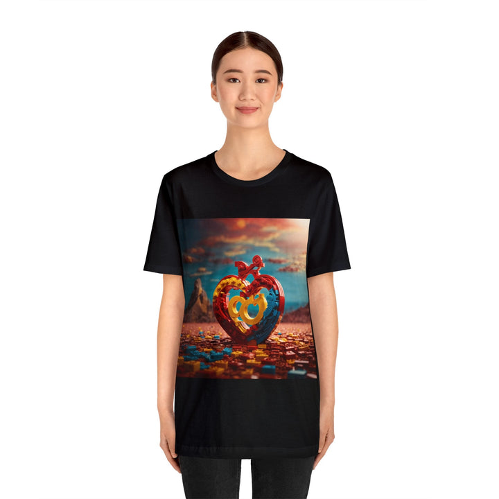 Lego Heart Sunset - Unisex Jersey Short Sleeve Tee - T-Shirt - g(0D·IO) - Black - S -