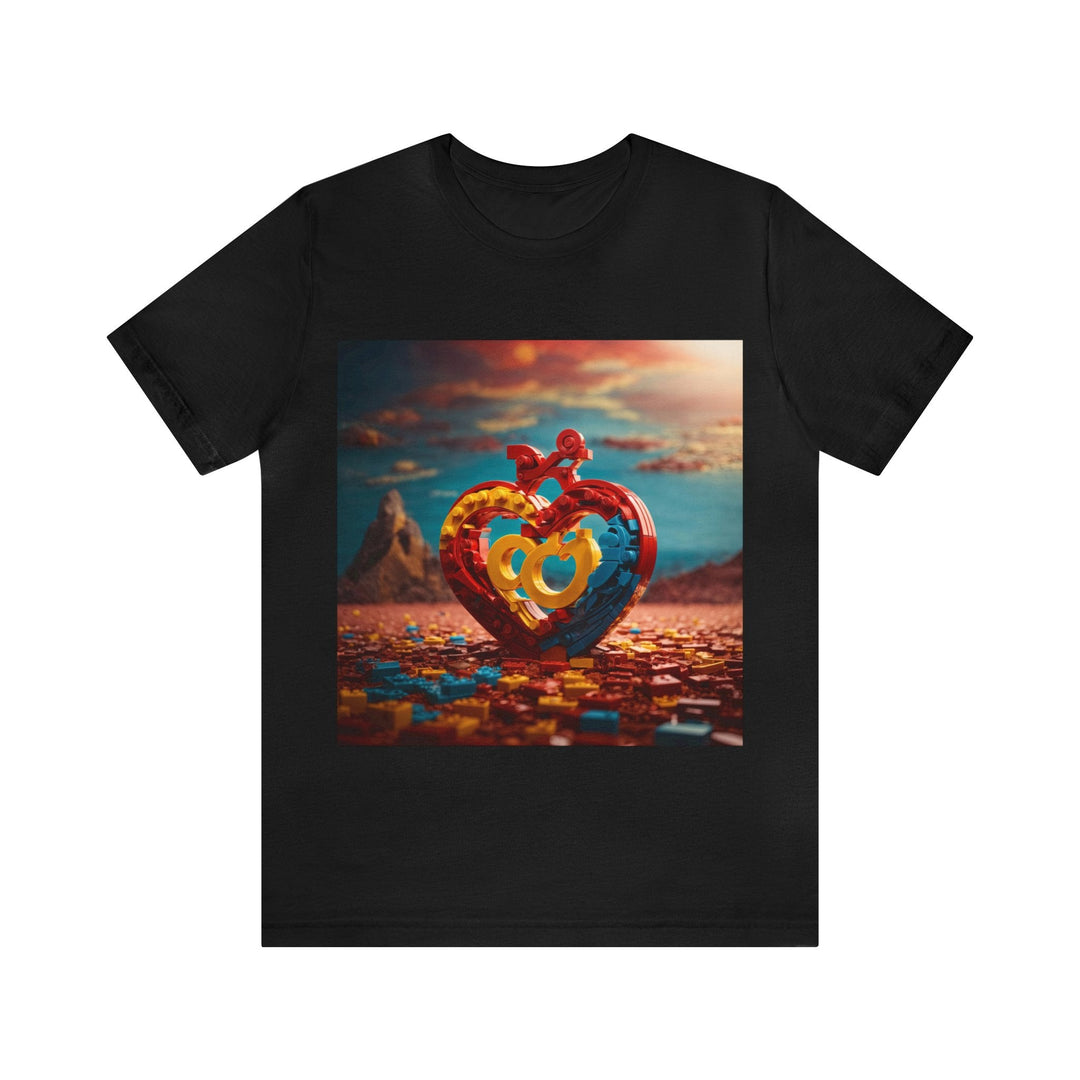 Lego Heart Sunset - Unisex Jersey Short Sleeve Tee - T-Shirt - g(0D·IO) - Black - S -
