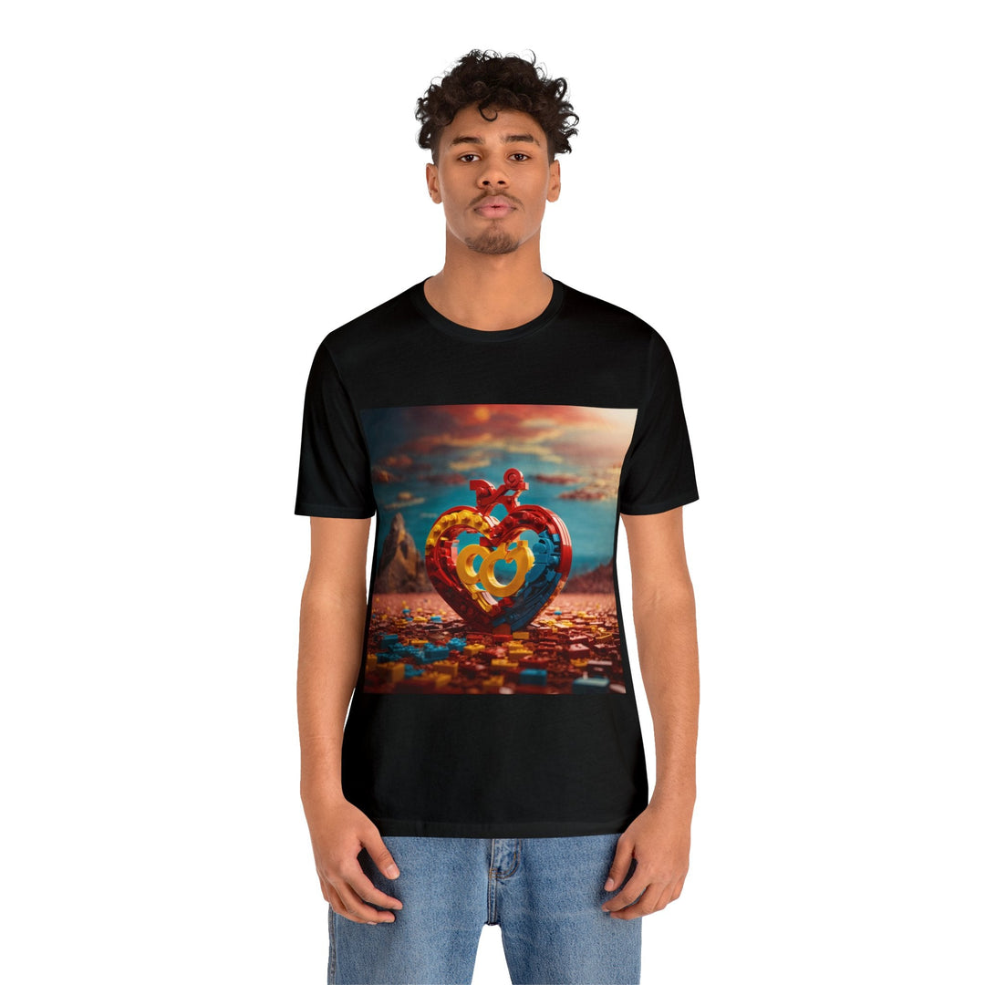 Lego Heart Sunset - Unisex Jersey Short Sleeve Tee - T-Shirt - g(0D·IO) - Black - S -