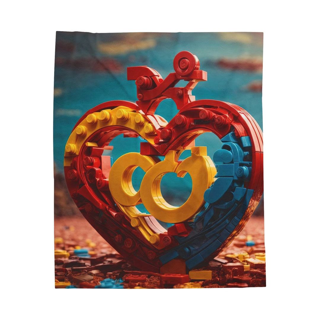 Lego Heart Sunset - Velveteen Plush Blanket - All Over Prints - g(0D·IO) - 50" × 60" - -