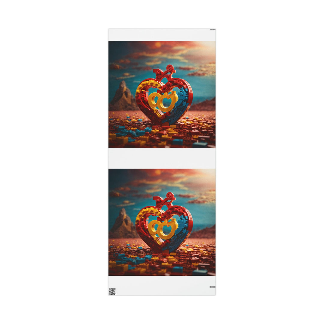 Lego Heart Sunset - Wrapping Paper - Home Decor - g(0D·IO) - 30'' x 72'' - Matte -