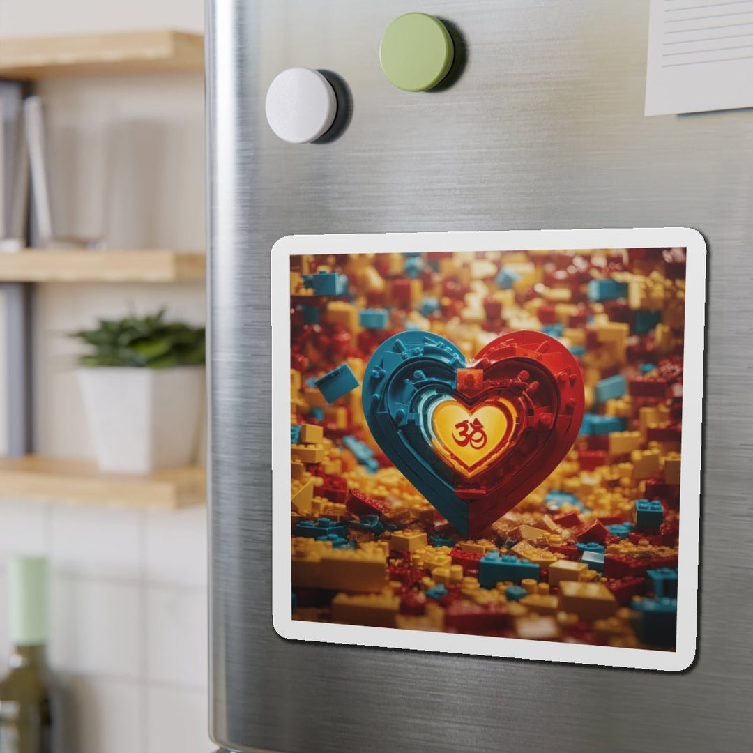 Lego Om Heart - Die-cut Magnet - Home Decor - g(0D·IO) - 6 × 6" - Die-Cut - 1 pc